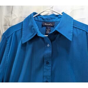 Denim & CO.  Teal Blue Button Up Long sleeve Lightweight Jacket Size 1X